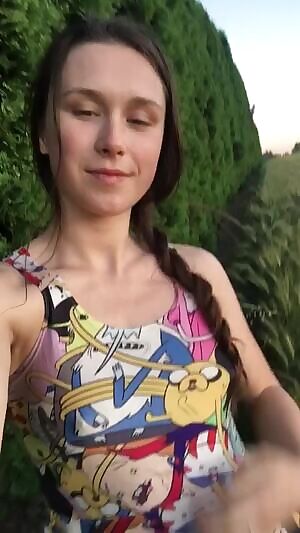 It’s adventure time! ✨ went on a walk through the neighborhood, and found a beautiful place to flash my body at sunset!