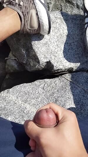 Back at it again at the beach. Accidentally shot cum on my shoe 😂