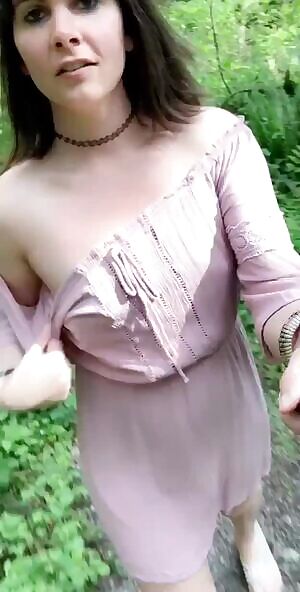 On the hiking trails around her neighborhood. Nikki Sapphire in chastity