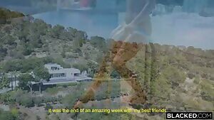 Gorgeous petite latina fucked hard to the pool by a big black cock guy HD