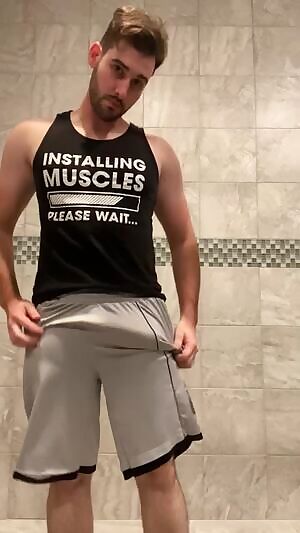 At the gym, but he couldnt wait...