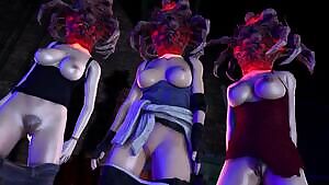 Claire, Jill and Ada assimilated by the alpha parasite