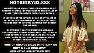 Tons of orange balls in Hotkinkyjo butt & anal prolapse