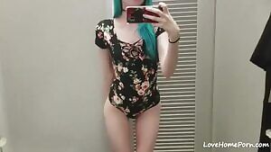 Stripping And Touching Herself In Dressing Room